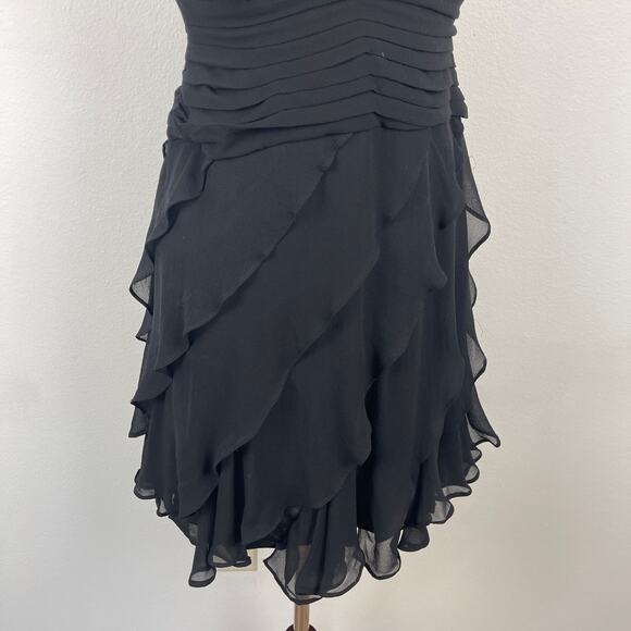 Tadashi Shoji Dress Silk Ruffle Tiered Mini Size 6 Prom Fairy Whimsigoth Y2K - Picture 5 of 12